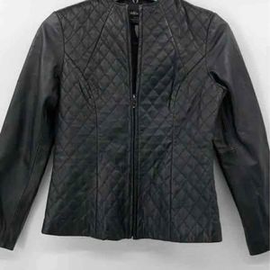 Willi Smith Designer Black Lamb Leather Quilted Jacket Coat Size Small